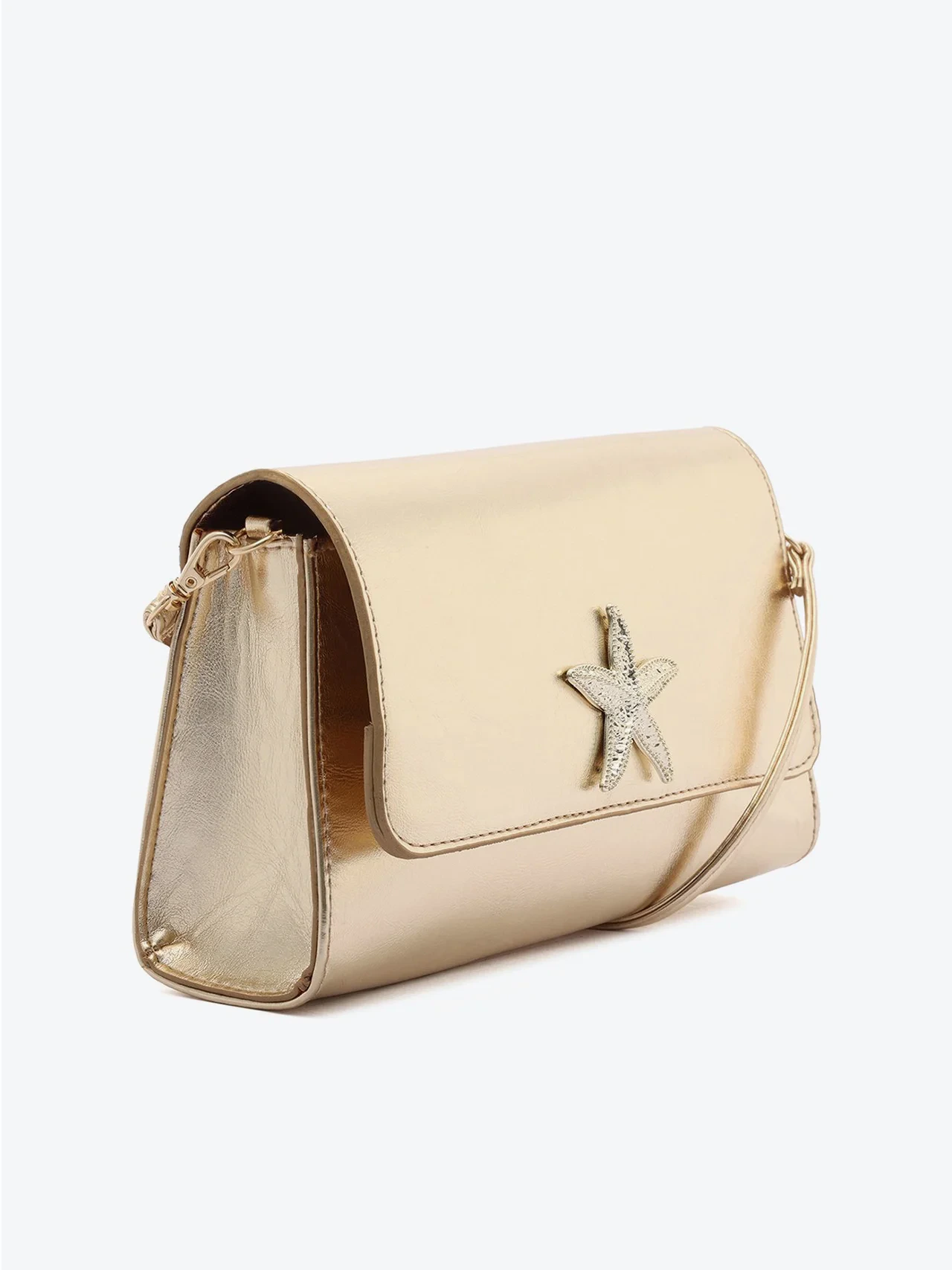 Bolsa Tiracolo Média Texturizada Concha Dourada