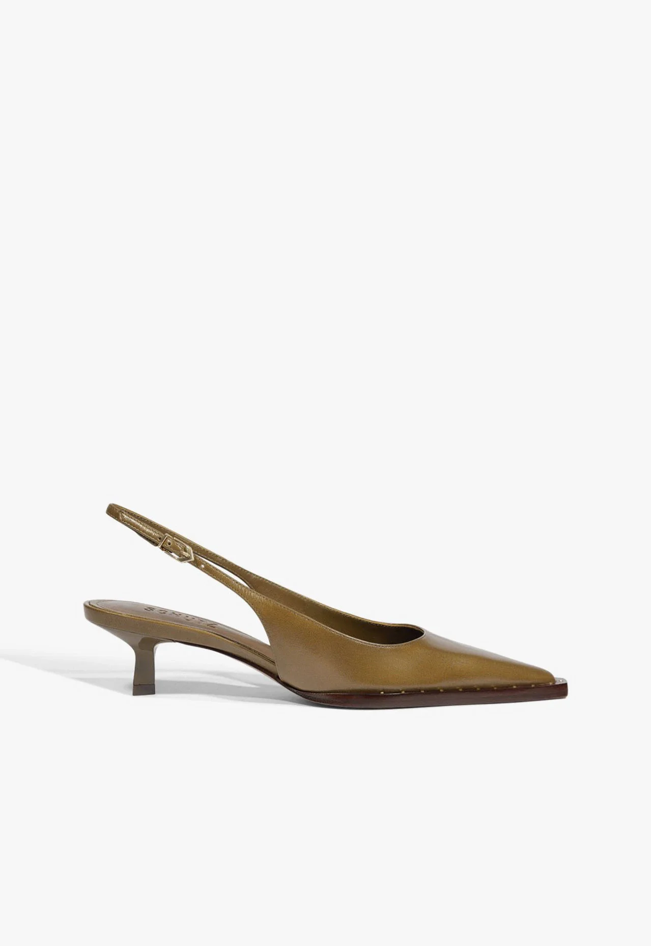 Scarpin Slingback Couro Verde Oliva