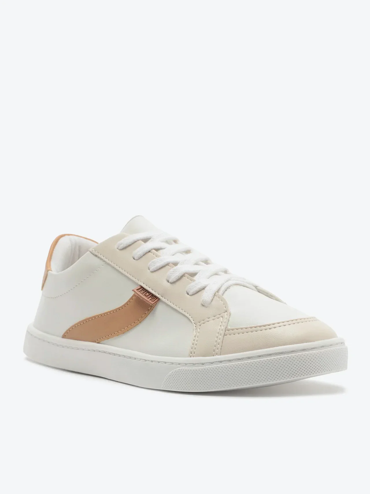 Tênis Faixa Lateral Branco e Marrom
