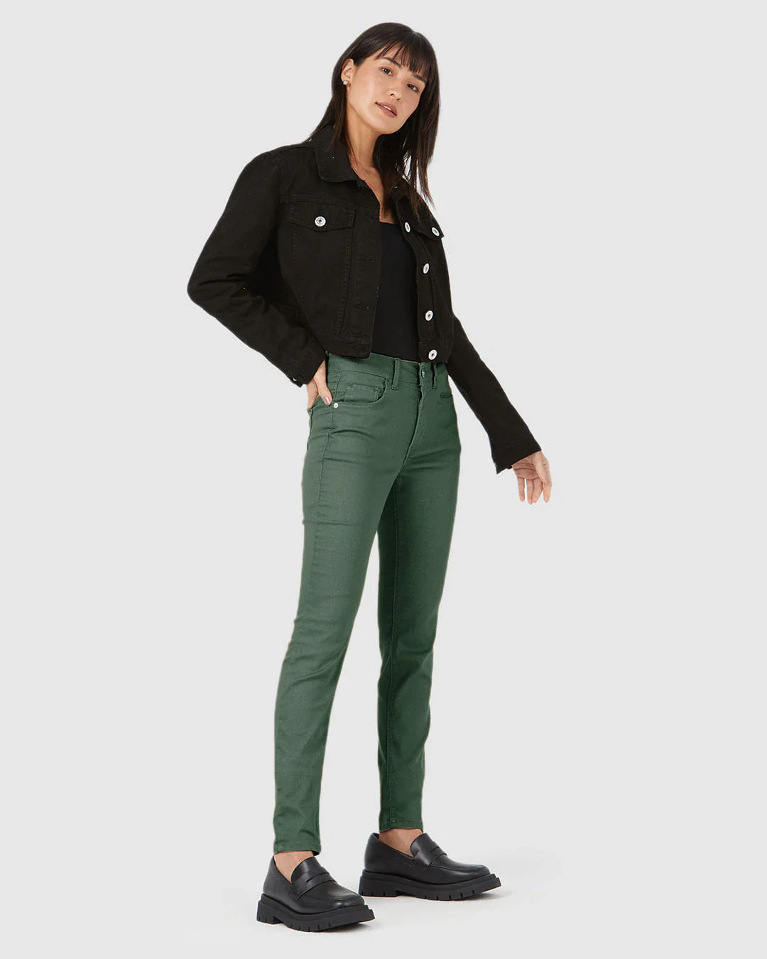 Calça Skinny Feminina Cintura Média Em Flex Jeans