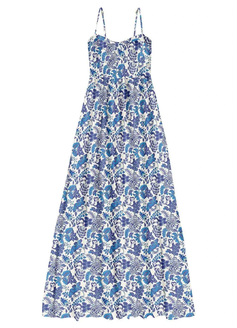 Angel - Vestido Longo Viscose Estampada Azul