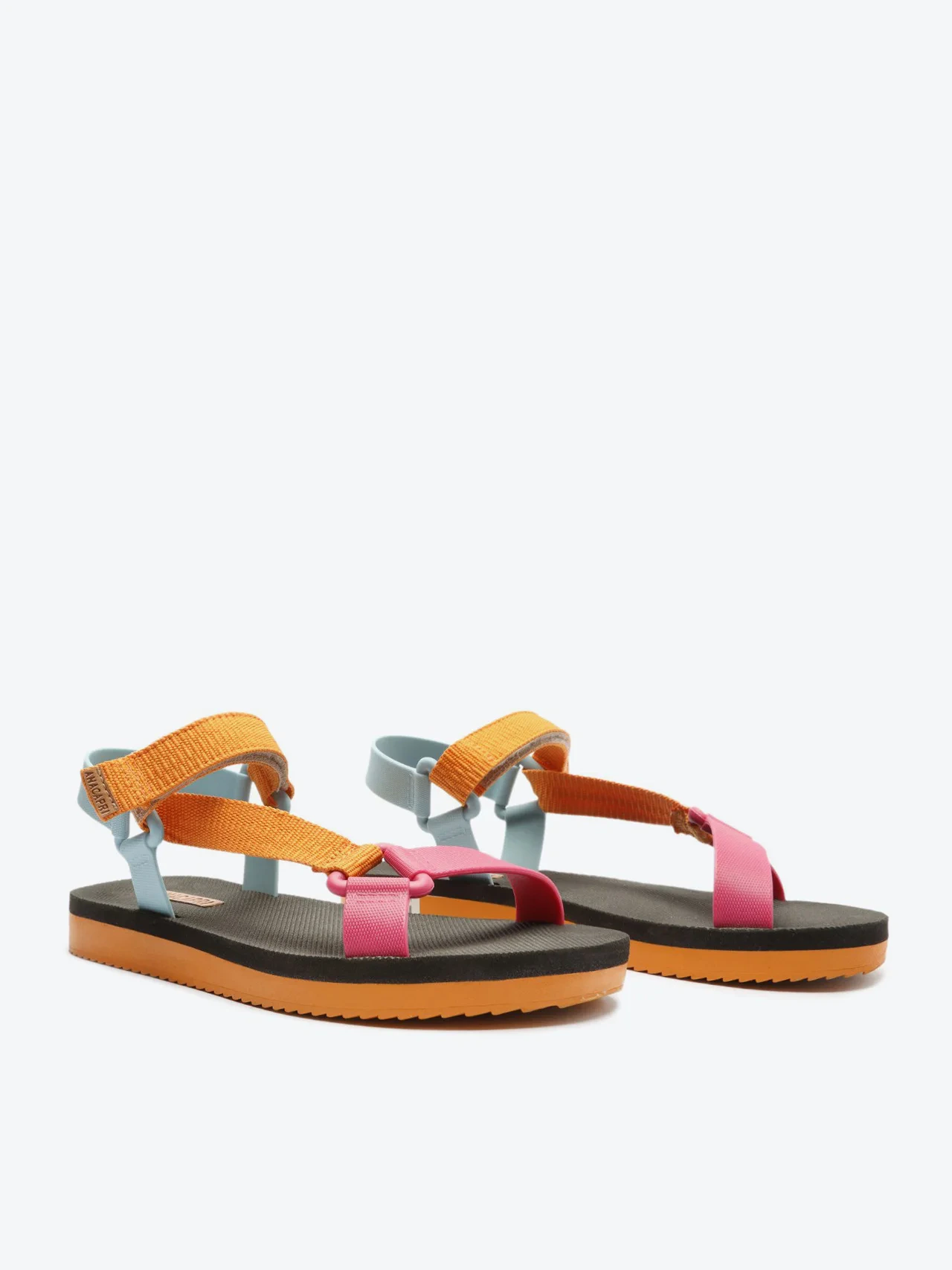 Sandália Papete Multicolorida Laranja e Rosa Pop