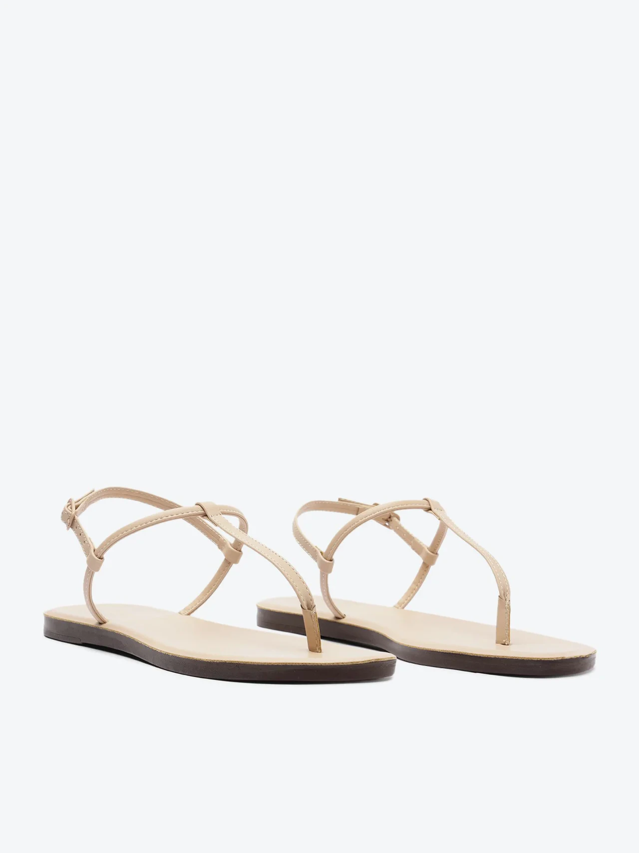 Sandália Rasteira Slim Monocolor Bege Areia
