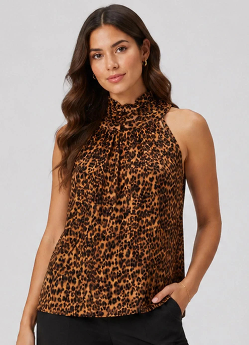 Infinita Cor - Regata Feminina Viscose Estampada Marrom