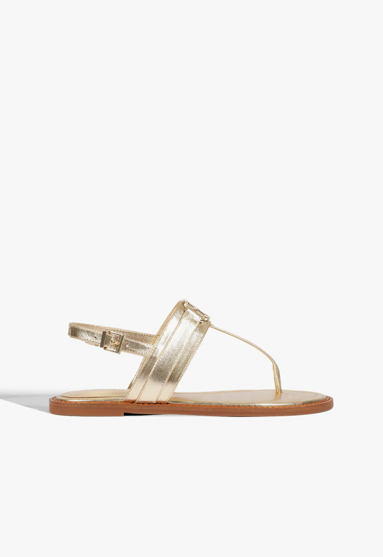 Rasteira Claire Couro Dourado