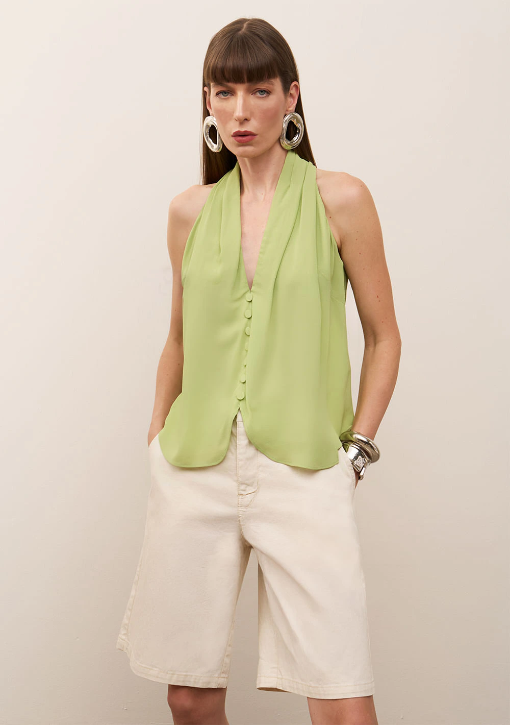 Bermuda Iódice Reta Alta Off White