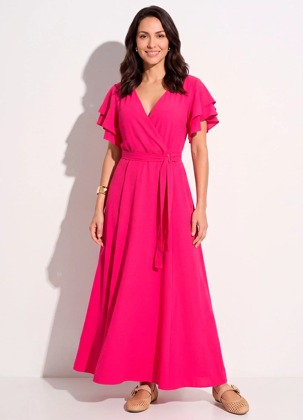 Quintess - Vestido Pink em Crepe Plano