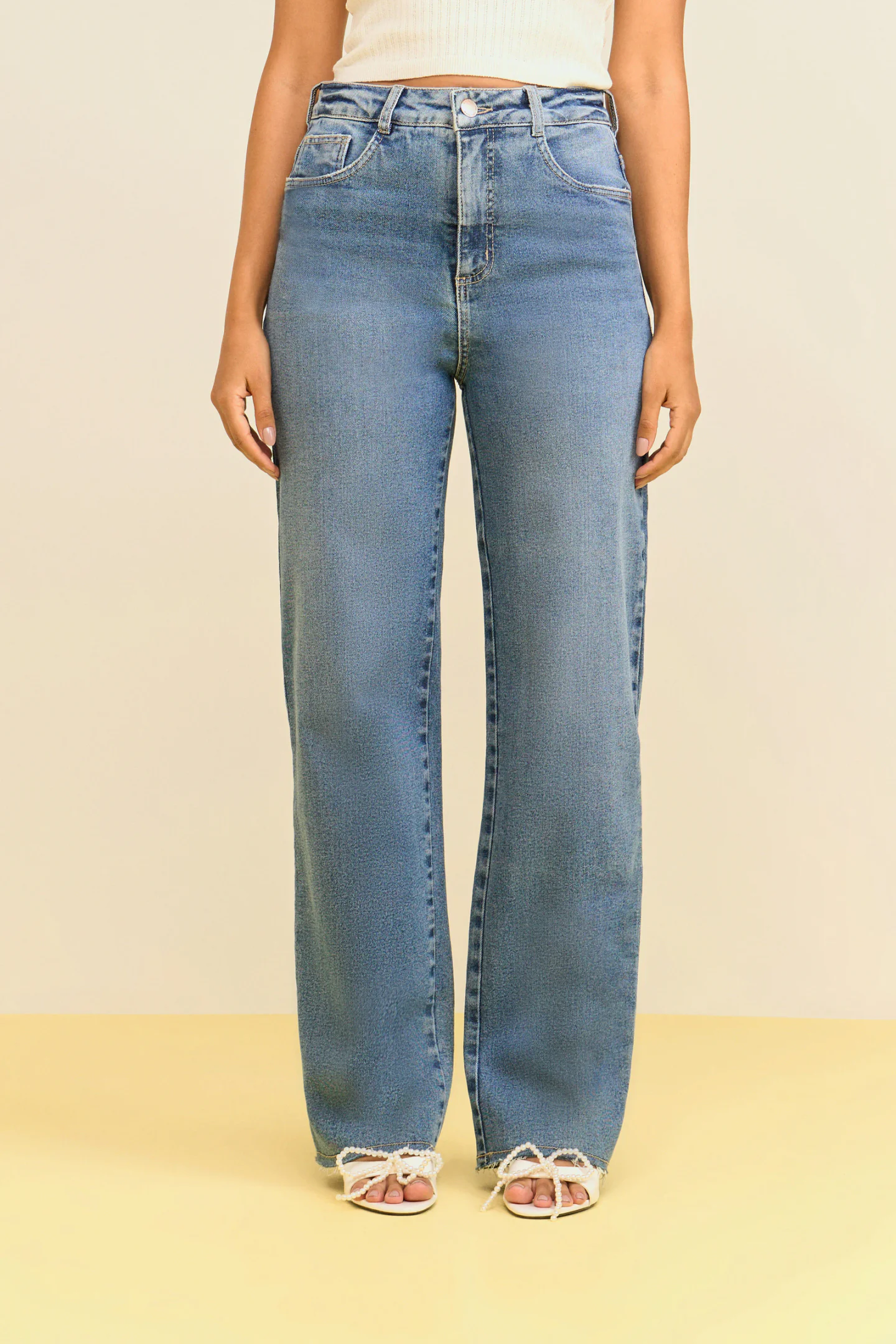 Calça Zinco Reta Alta Azul