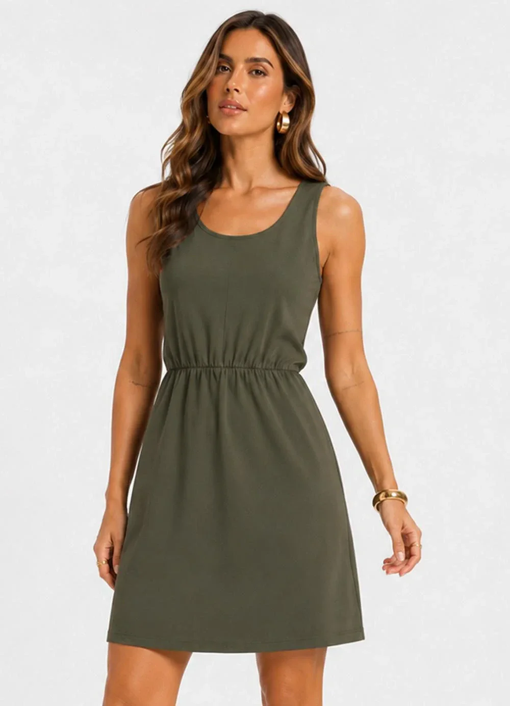 Infinita Cor - Vestido Feminino Curto Malha Visco Classic Verde
