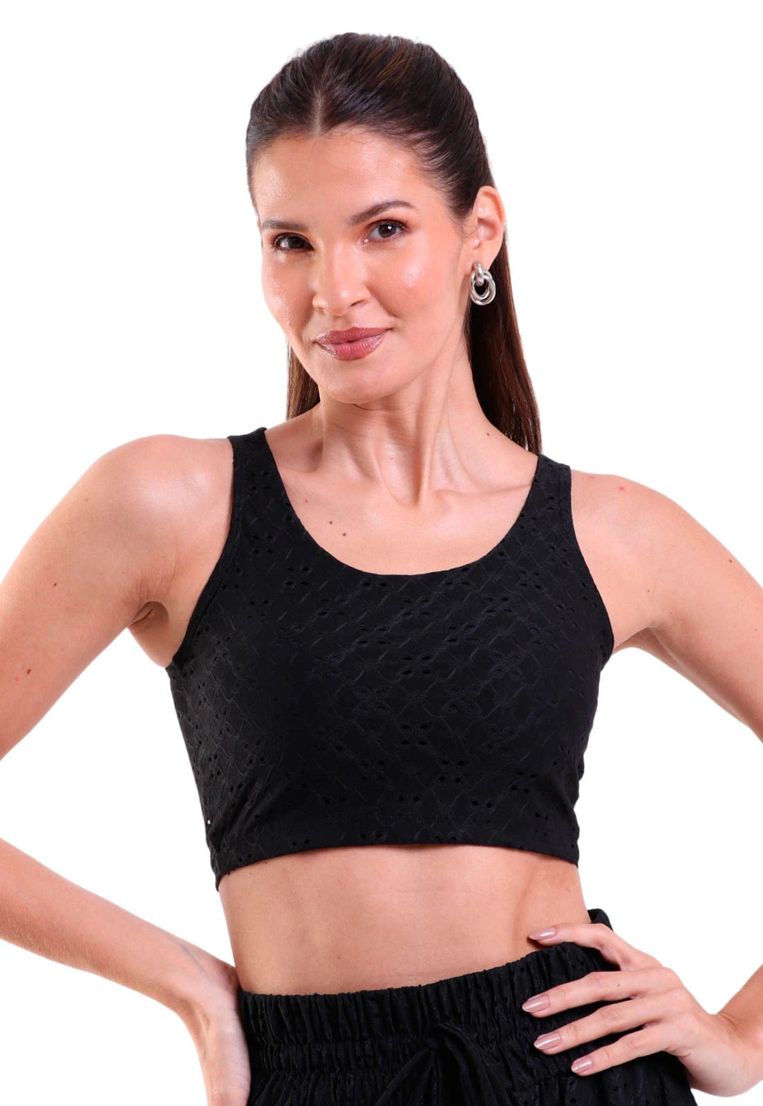 Top Cropped Laise Preto