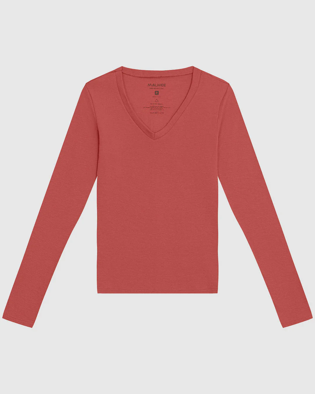 Blusa Básica Feminina Gola V Manga Longa Em Algodão