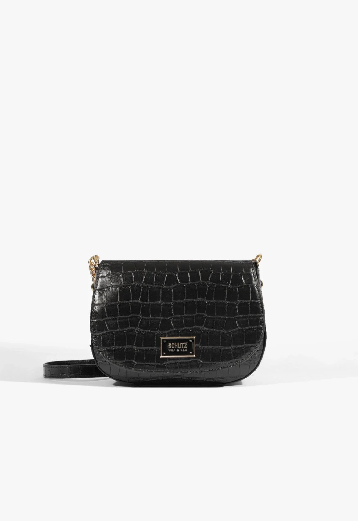 Bolsa Tiracolo Zoey Pequena Croco Preta