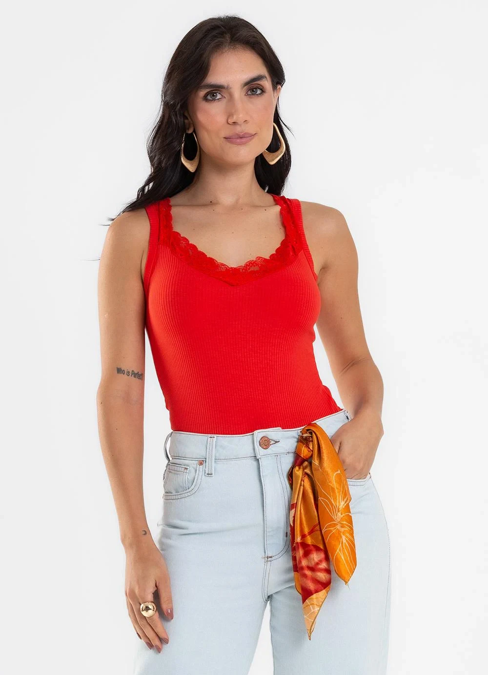 Rovitex - Regata Feminina Gola V Ribana Vermelho
