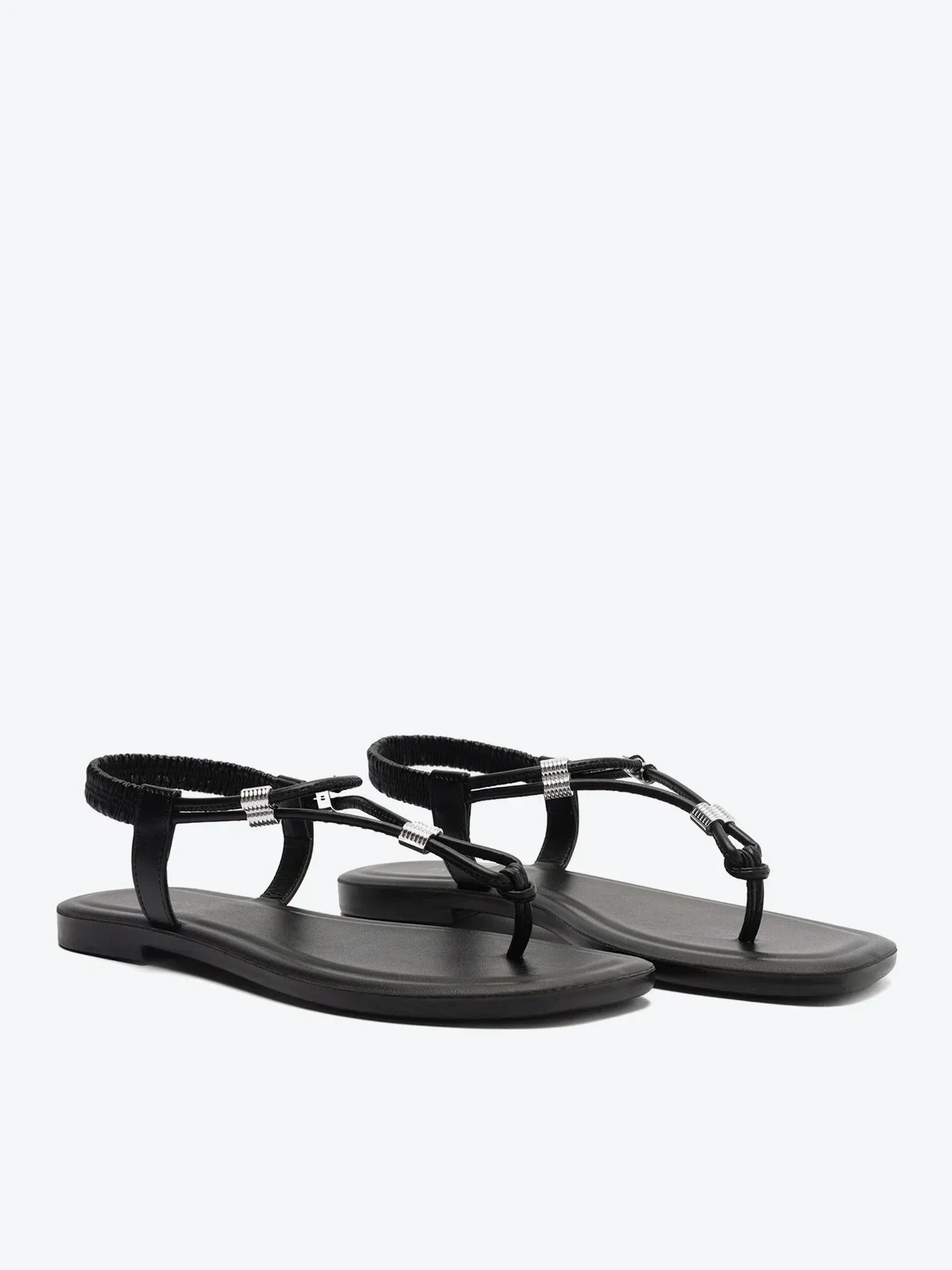Sandália Rasteira Slim Elástico Comfy Preta