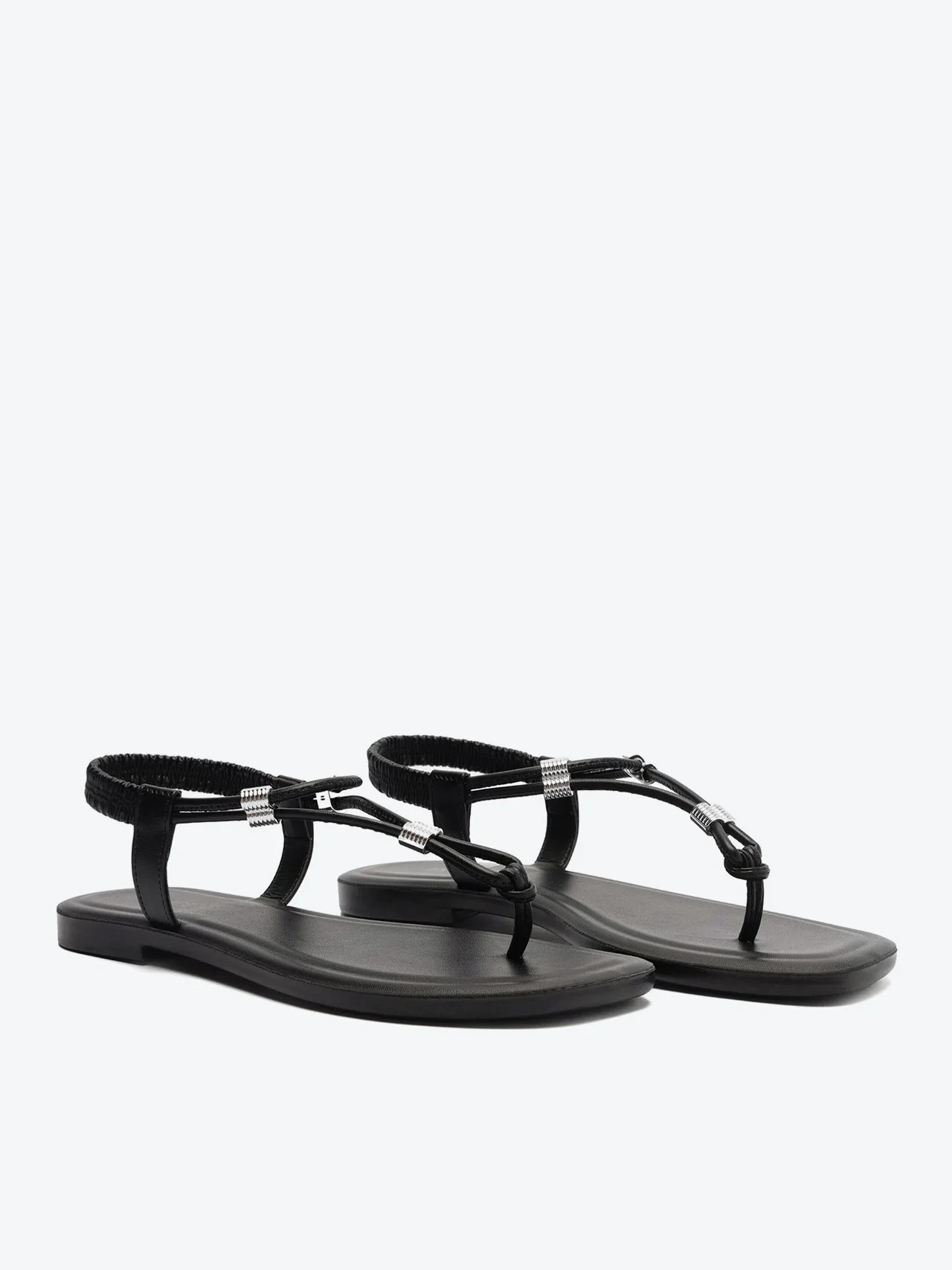 Sandália Rasteira Slim Elástico Comfy Preta