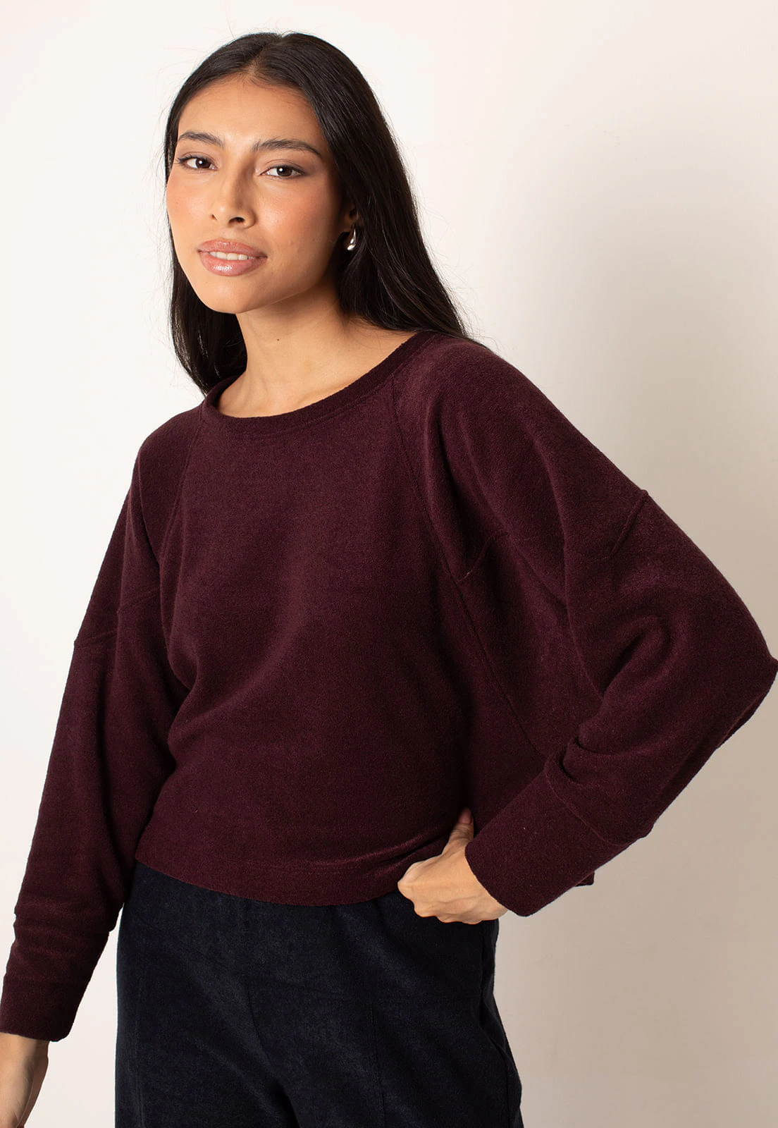 Blusa Plush Boucle Com Recortes
