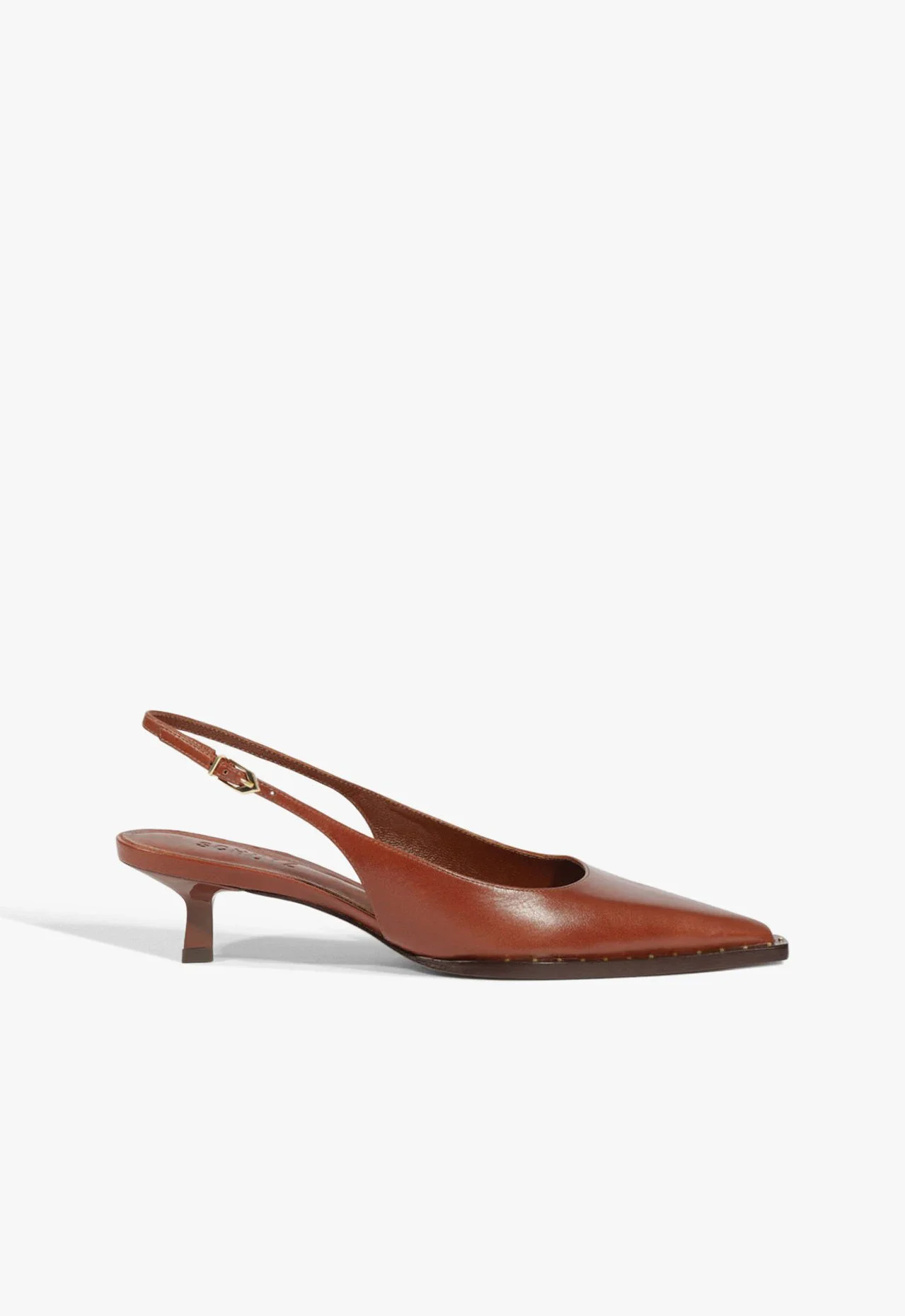 Scarpin Slingback Couro Marrom