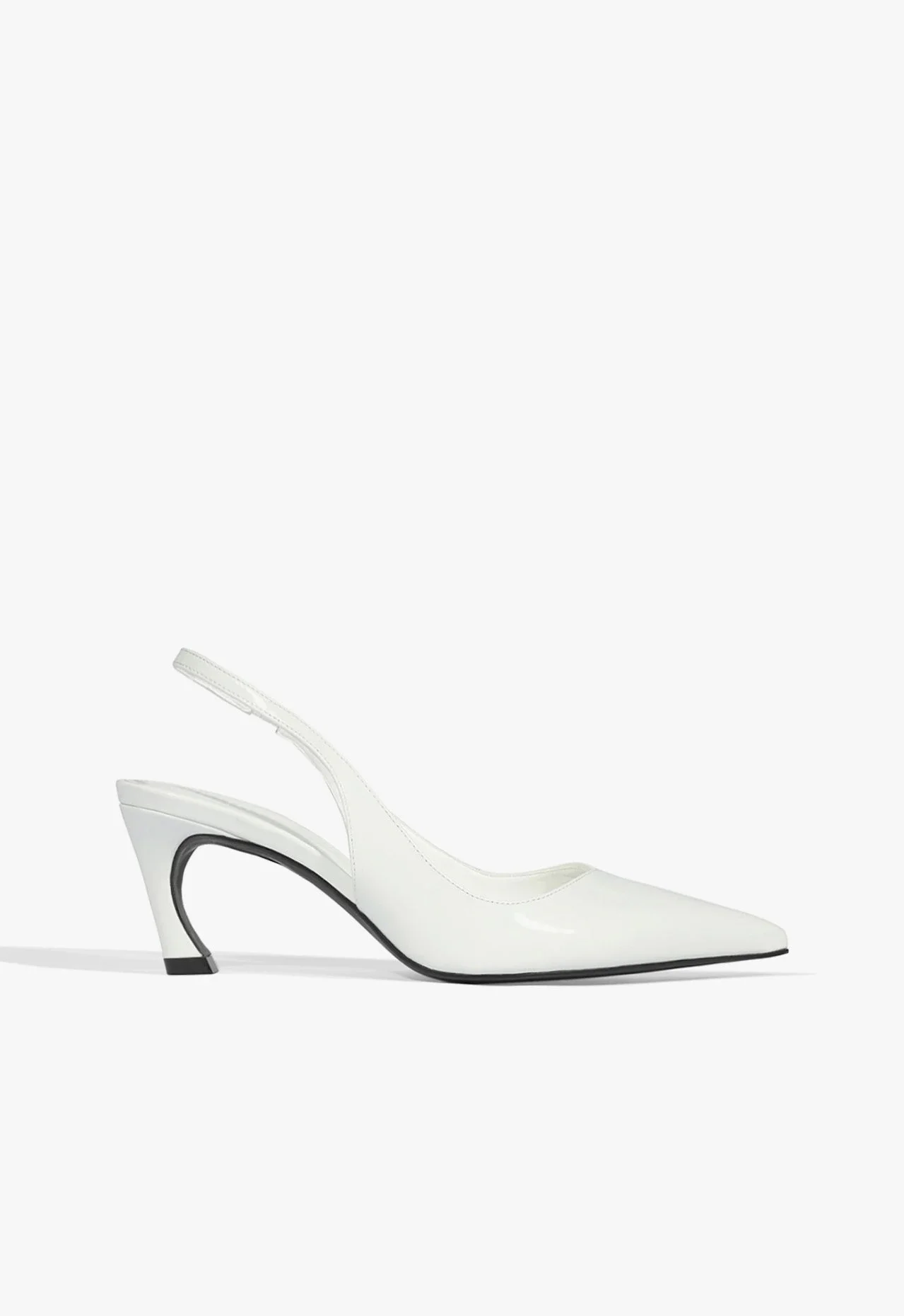 Scarpin Slingback Lexi Mid Verniz Branco