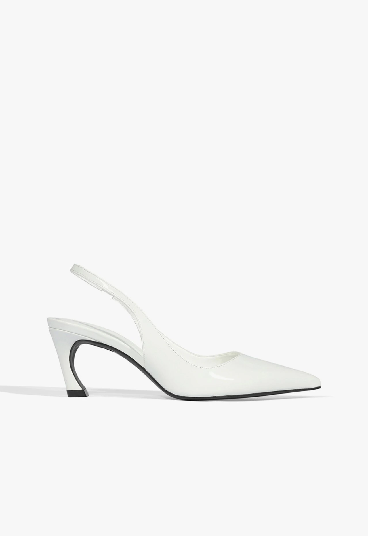 Scarpin Slingback Lexi Mid Verniz Branco