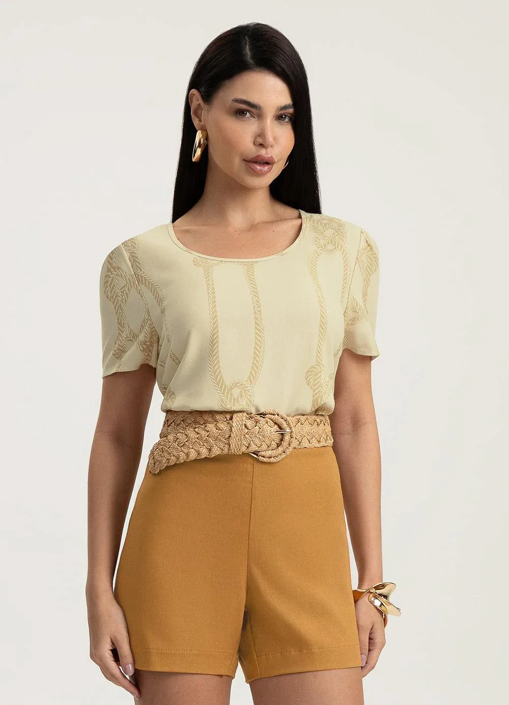 Gris - Blusa em Viscose Bege