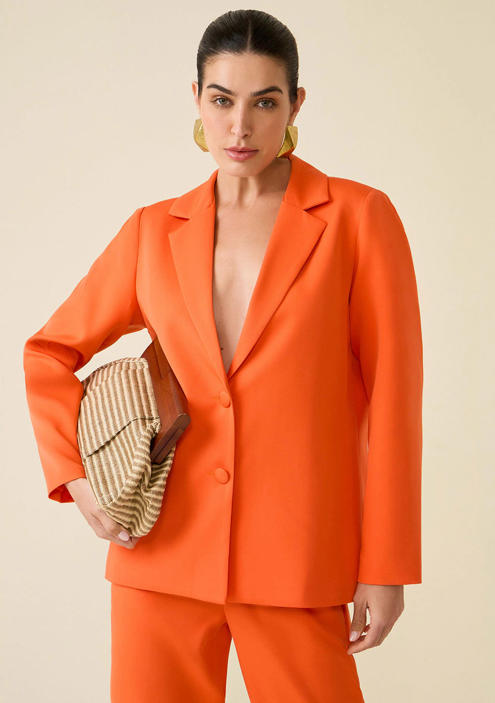 Blazer Maria.Valentina Alfaiataria Com Botões Laranja
