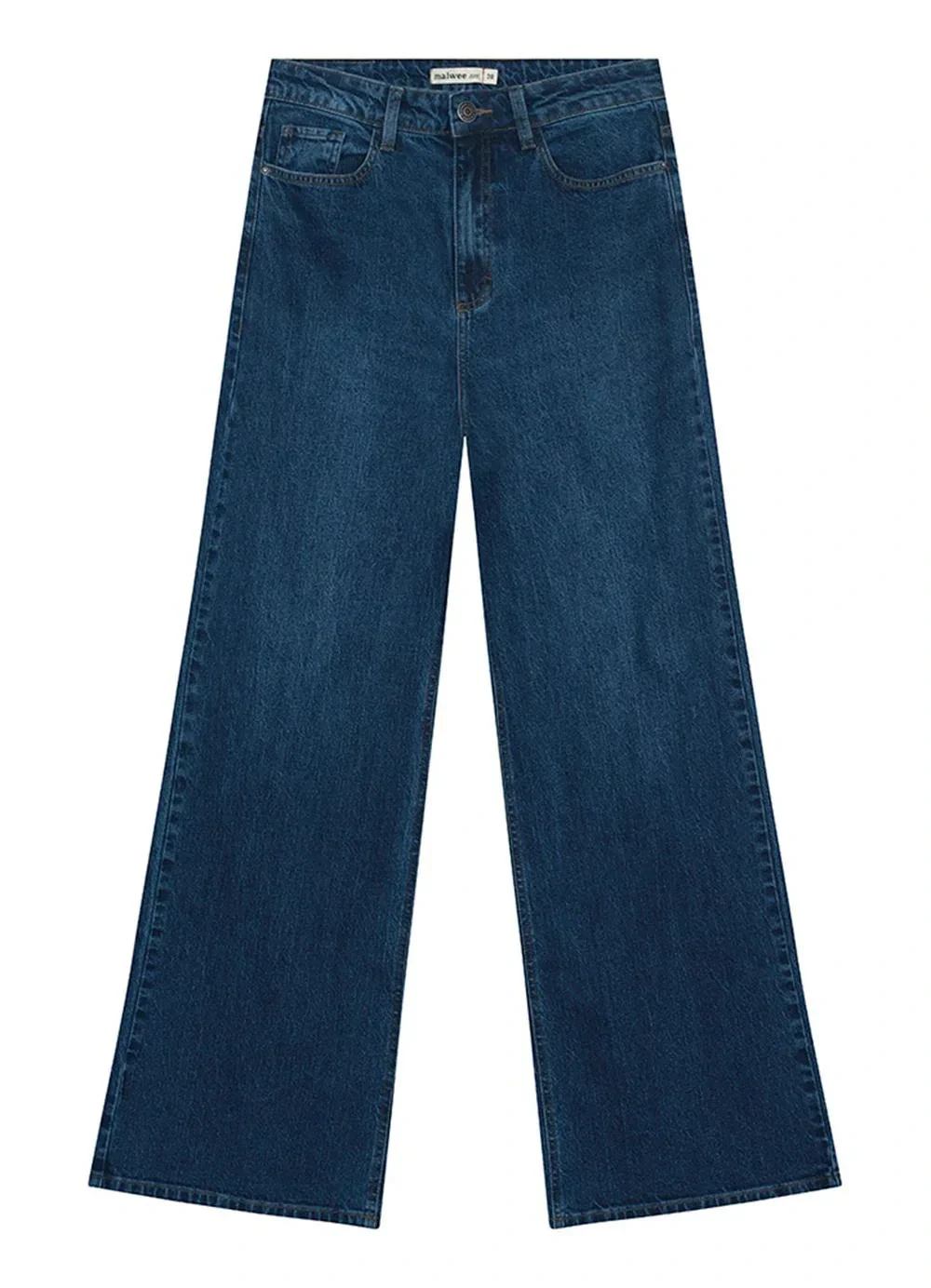 Malwee - Calça Wide Leg Jeans Azul Escuro