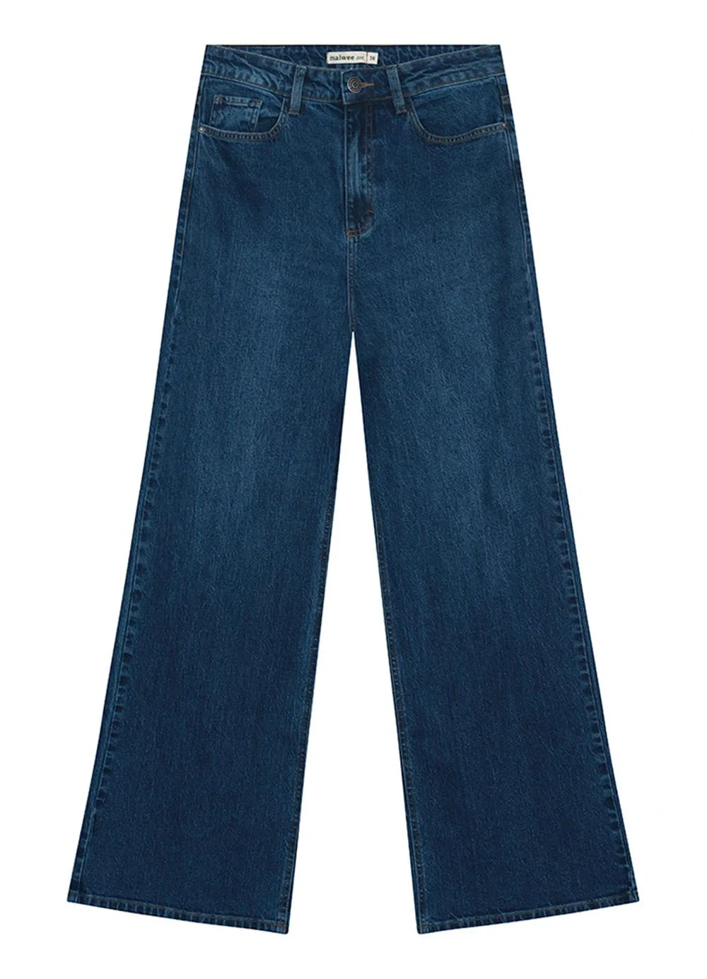 Malwee - Calça Wide Leg Jeans Azul Escuro