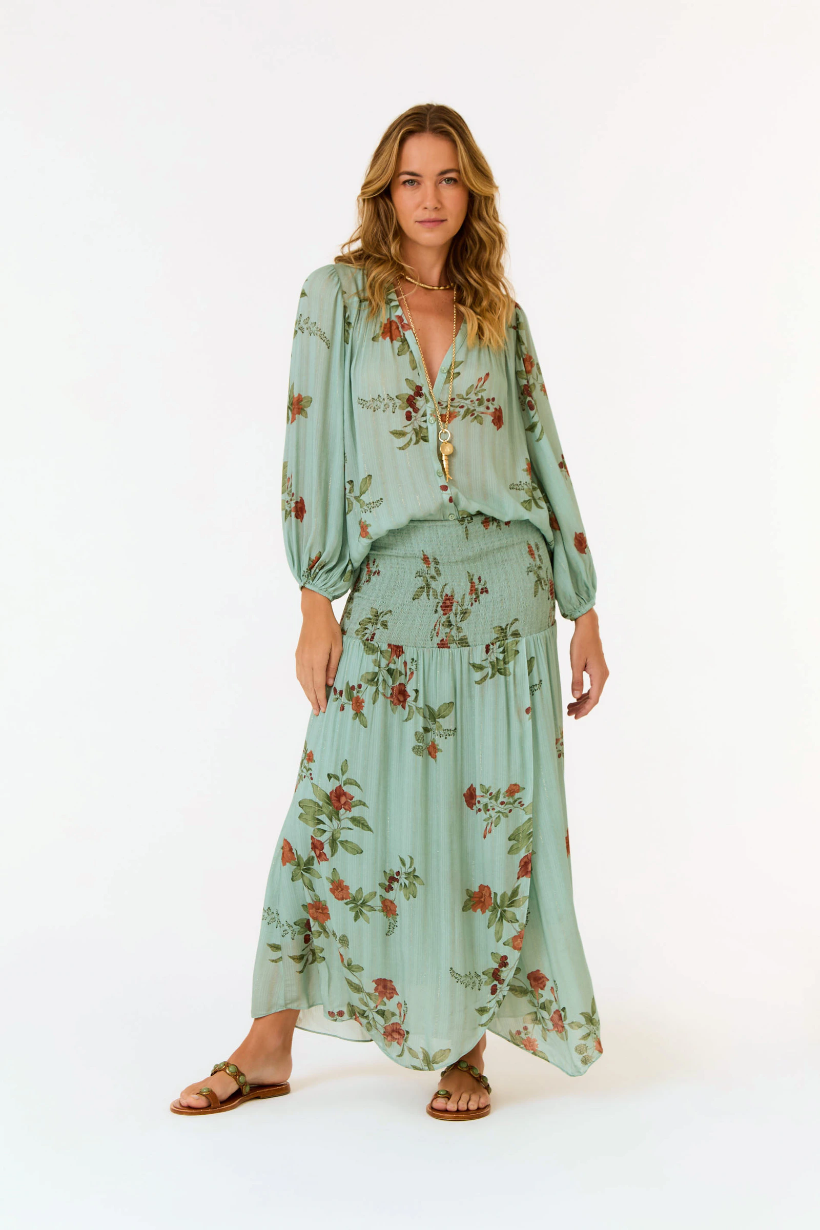 Saia Midi Estampa Zinia