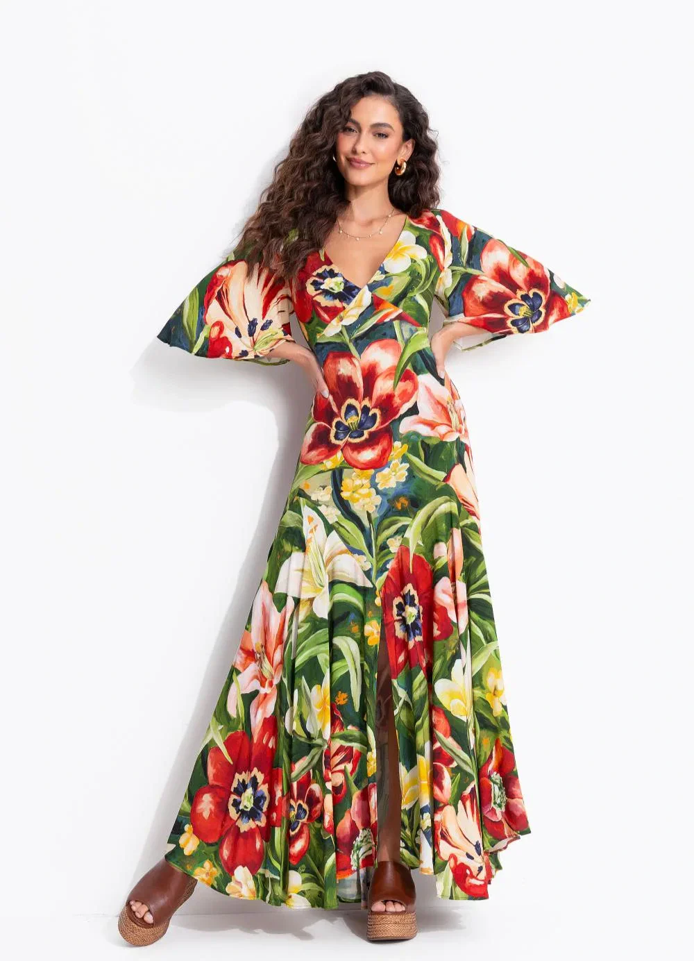 Farm - Vestido Longo Sonho de Flor Verde