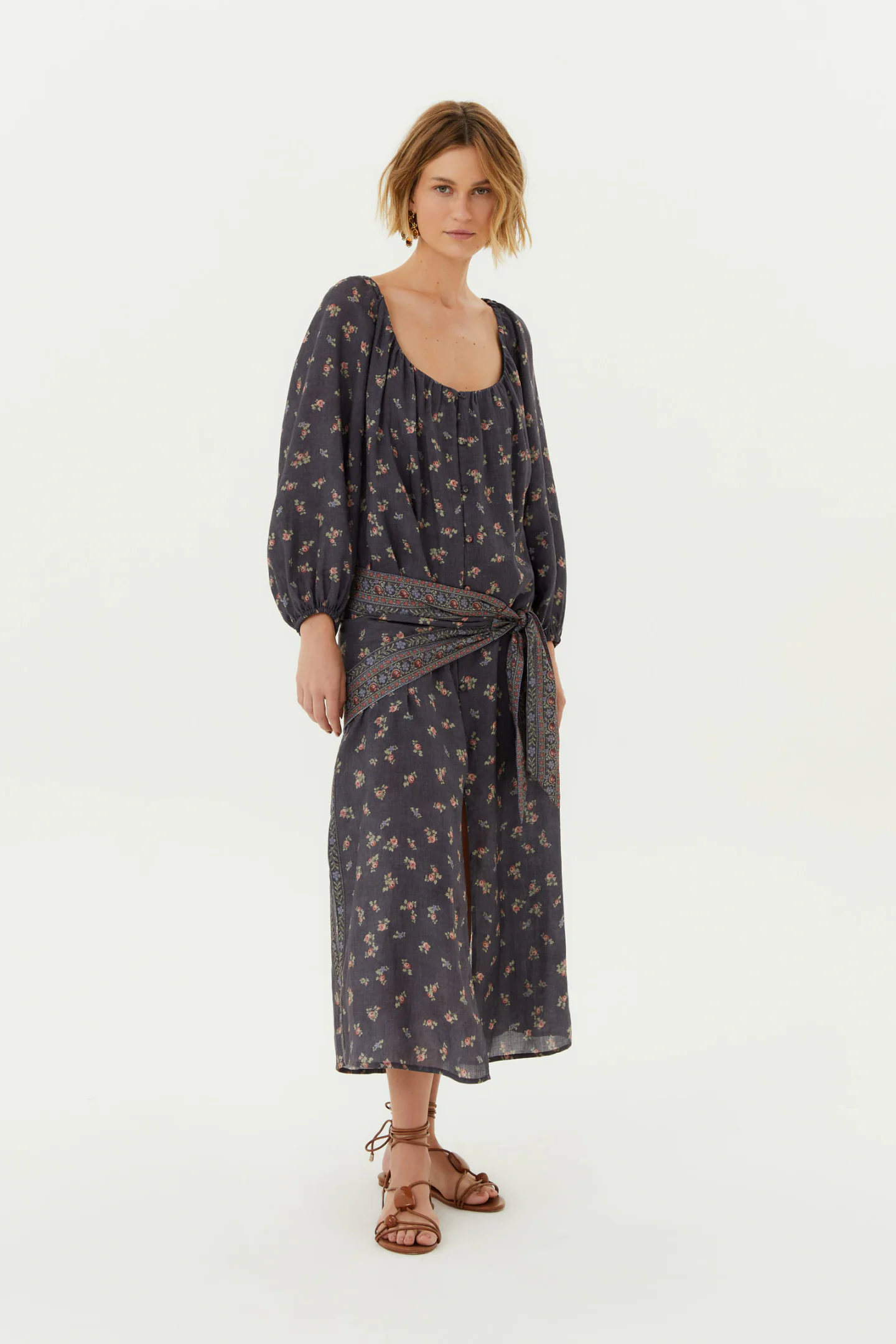 Vestido Midi Lenço Estampa Lia c