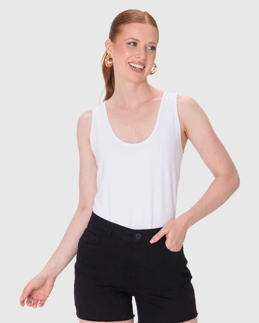 Regata Básica Feminina Evasê Em Malha Viscose Stretch