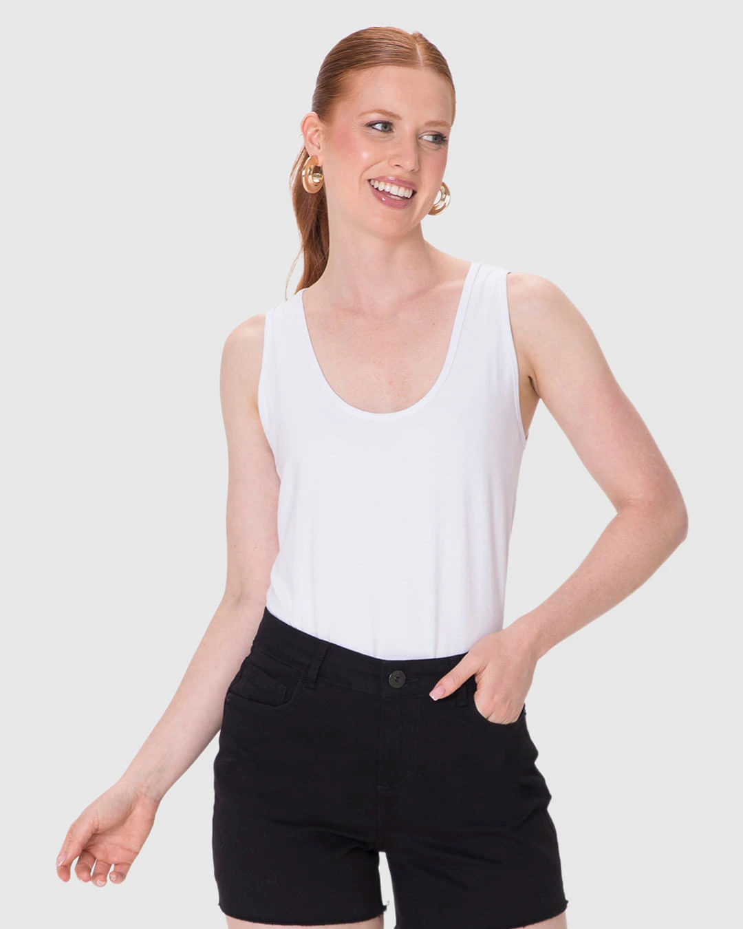 Regata Básica Feminina Evasê Em Malha Viscose Stretch