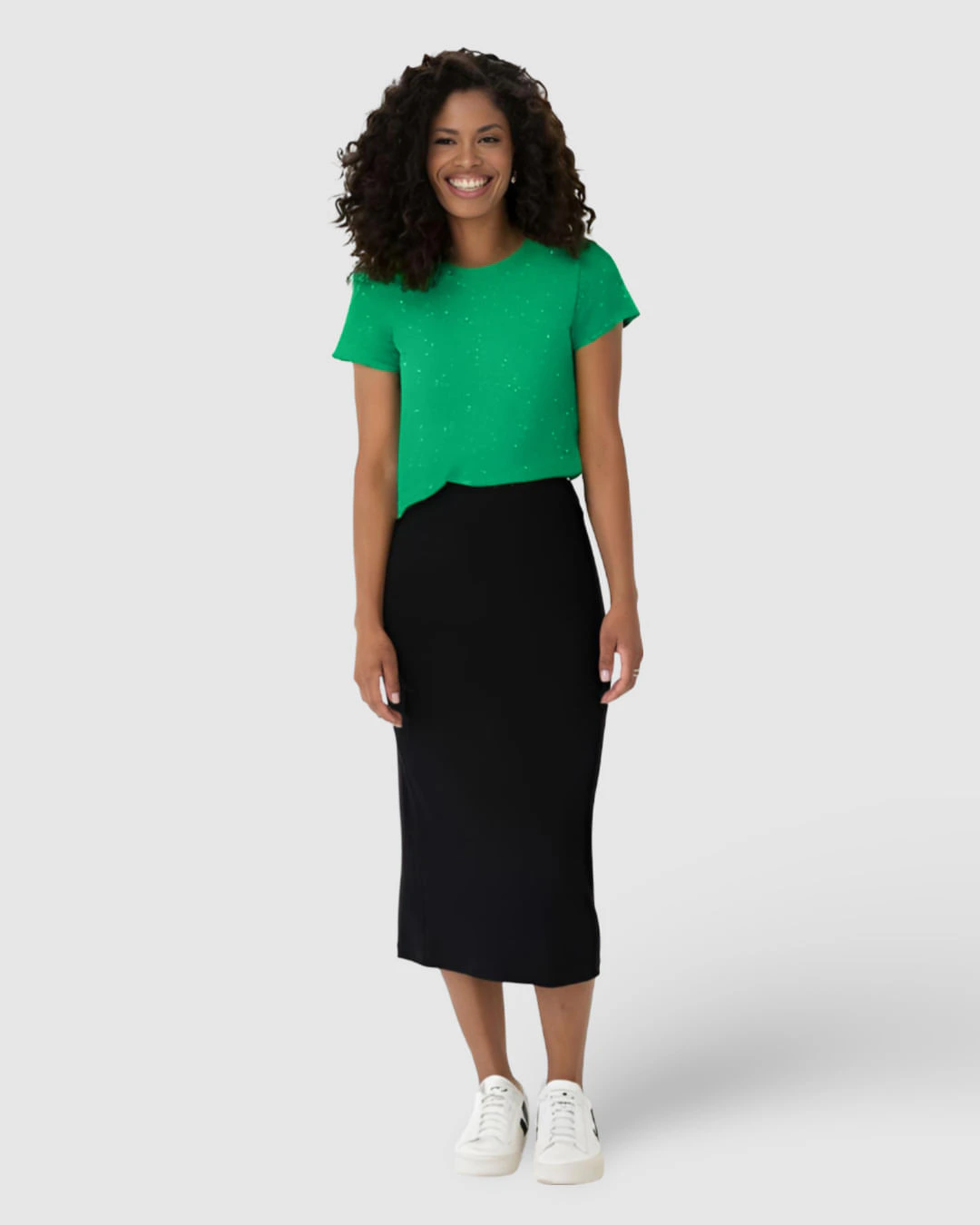 Blusa Básica Feminina Manga Curta Em Viscose Botonê Stretch
