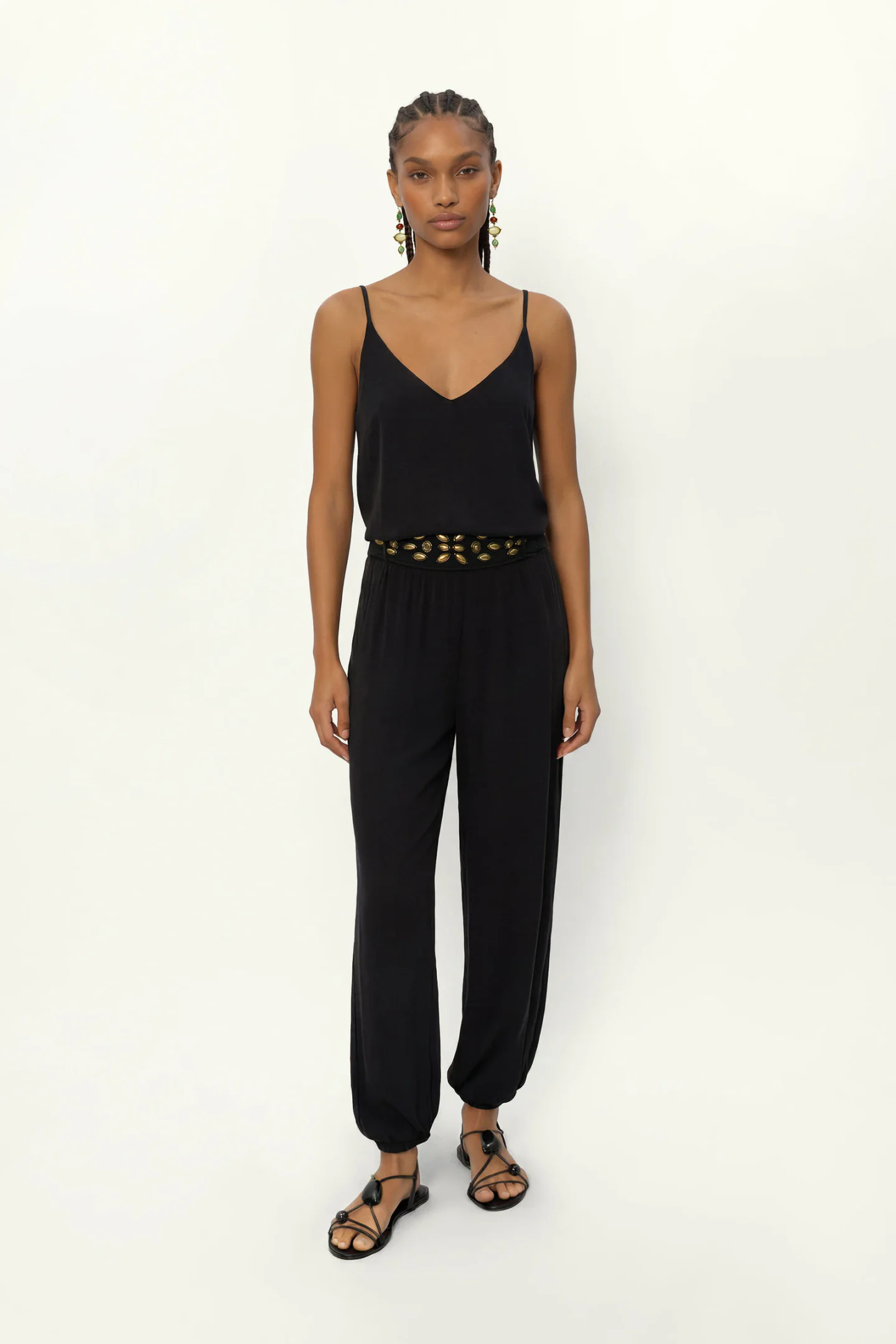 Calça Balone Cinto Tachas