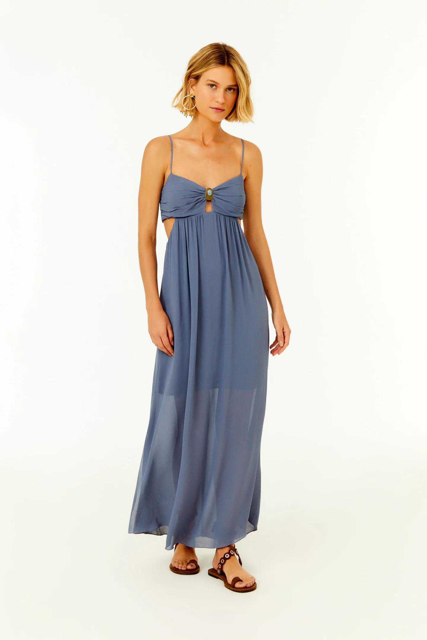 Vestido Midi Ggt Decote Metal
