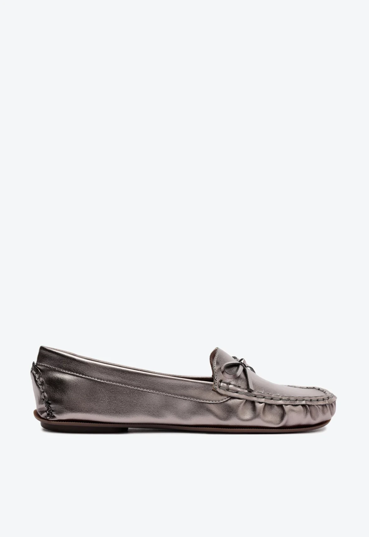 Mocassim Metalizado Laço Prata