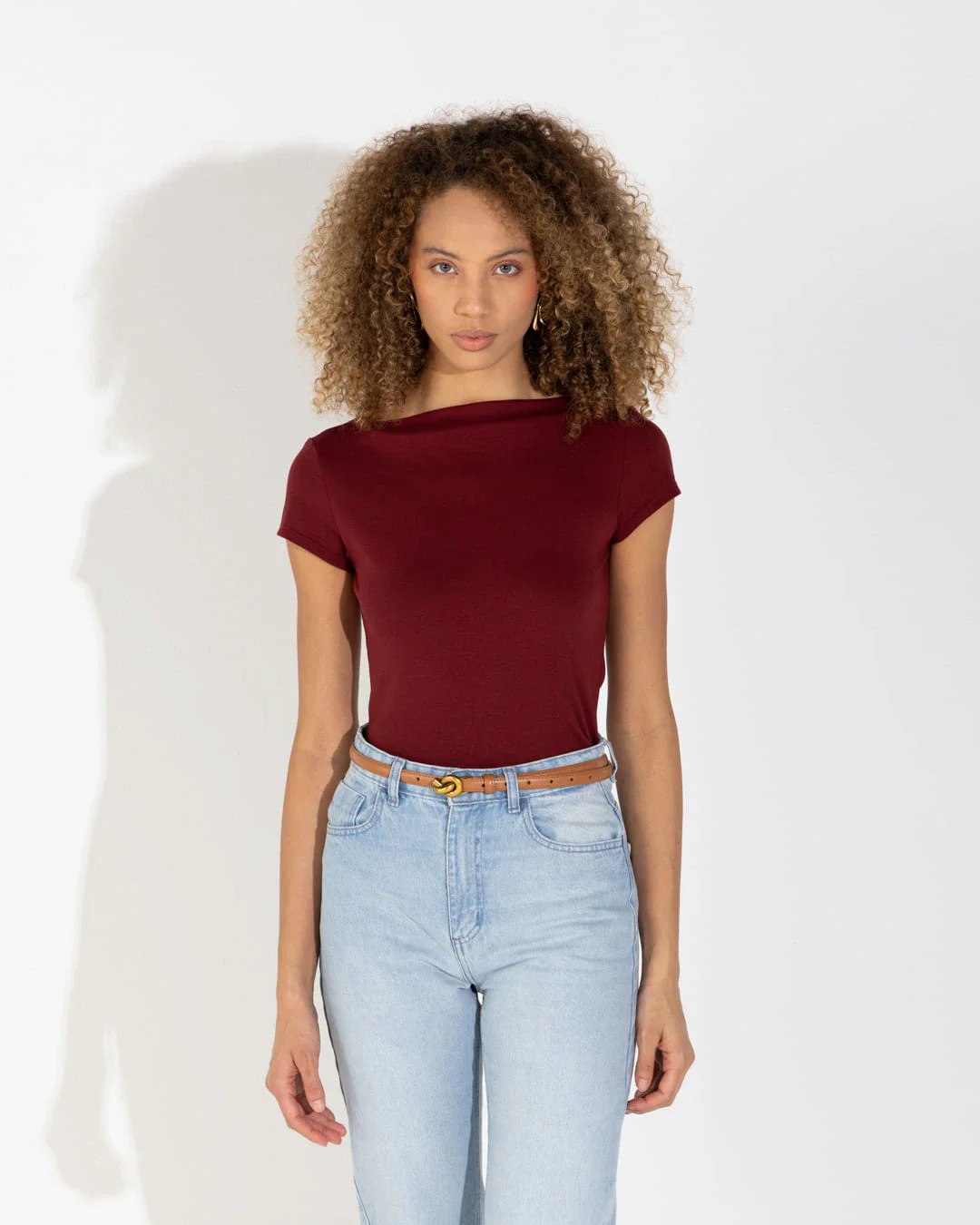 Camiseta Cotton Pima Decote Reto Feminina
