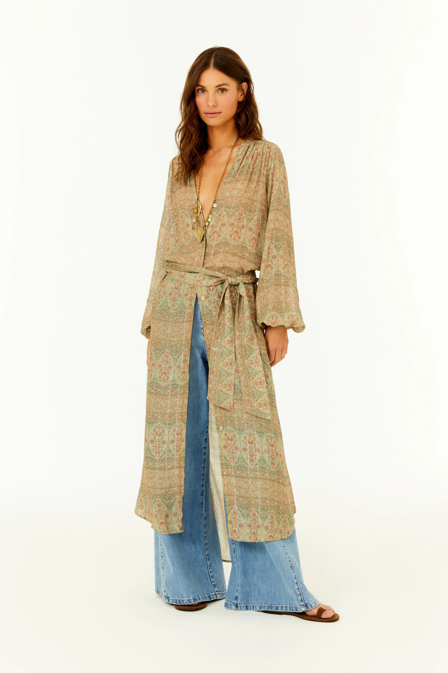 Vestido Midi Faixa Estampa Petala