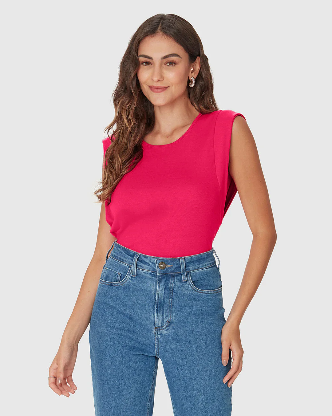Regata Feminina Muscle Tee Decote Redondo Em Algodão
