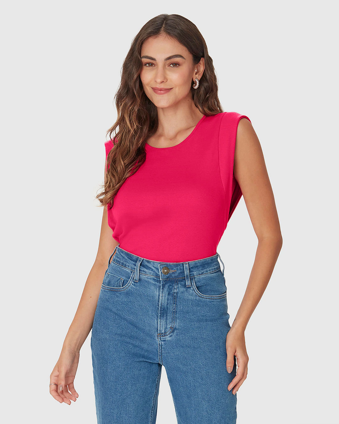 Regata Feminina Muscle Tee Decote Redondo Em Algodão