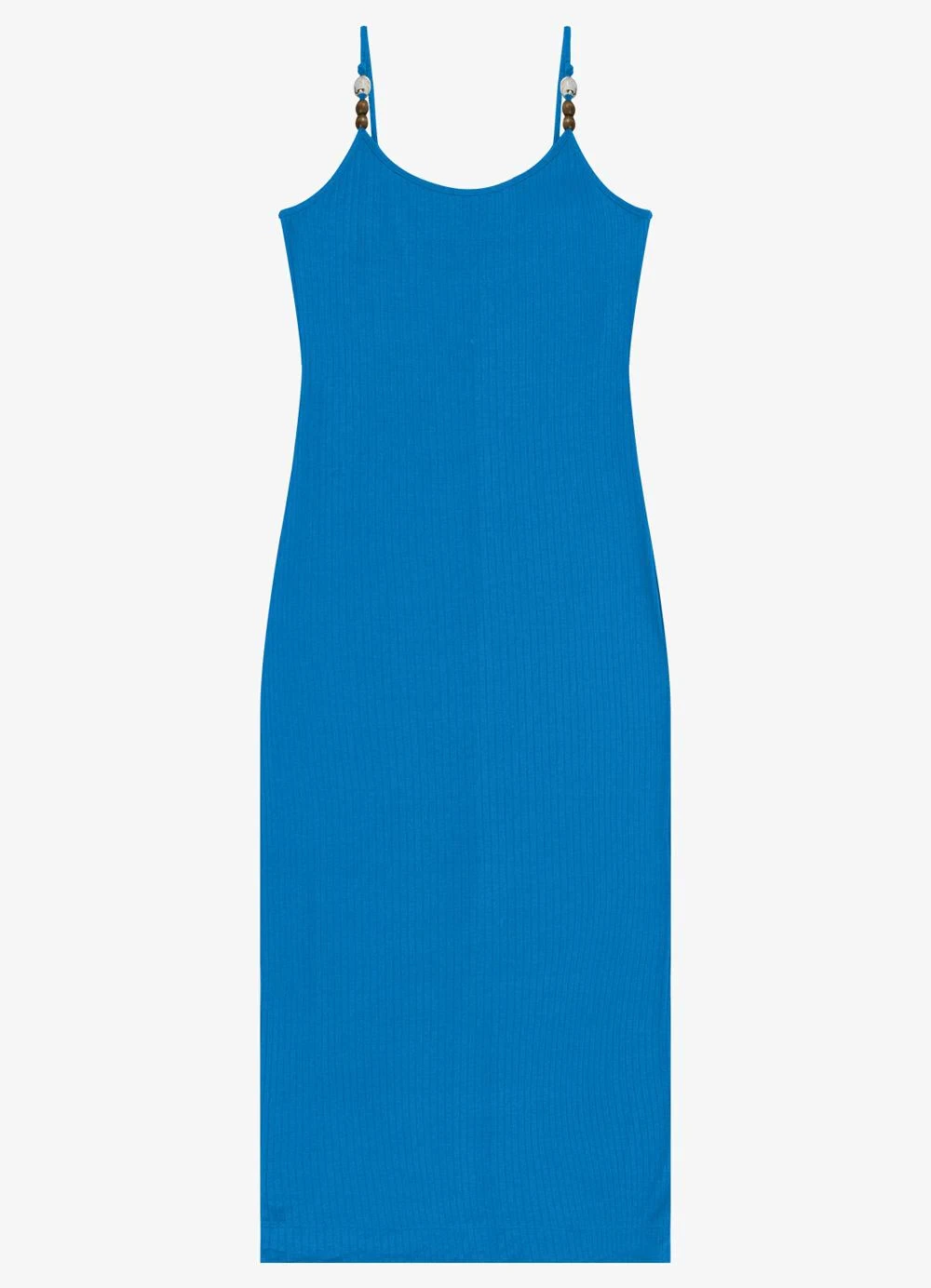 Rovitex - Vestido Midi Feminino Ribana de Viscose Azul
