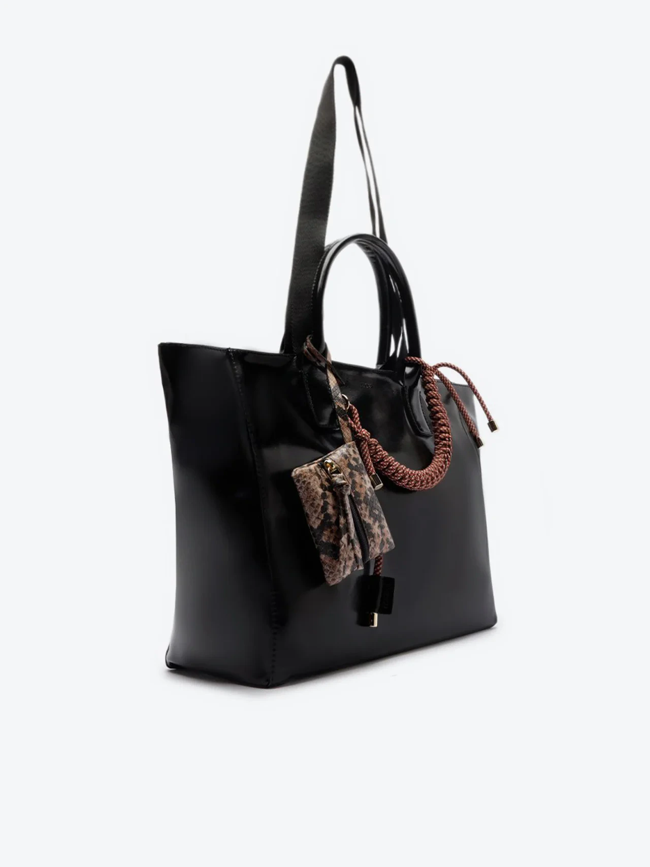 Bolsa Shopping Grande Verniz Preta
