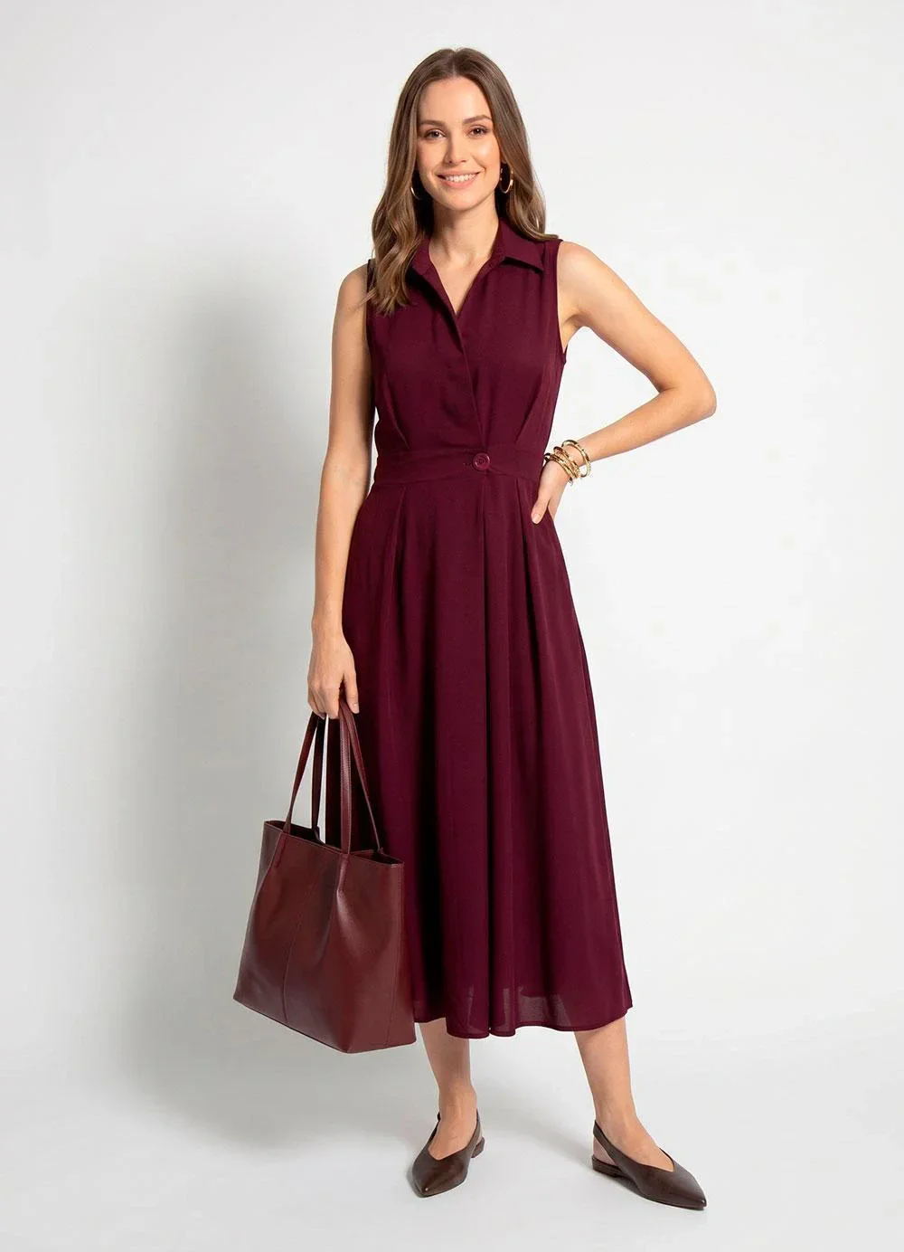 Quintess - Vestido Burgundy em Alfaiataria