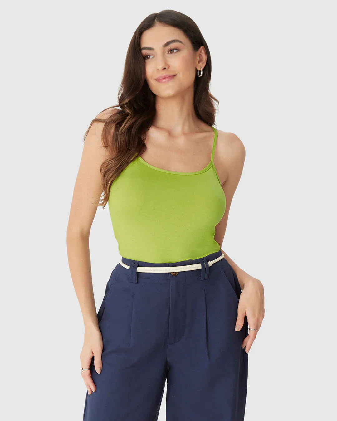 Regata Básica Feminina Decote Redondo Em Viscose Stretch