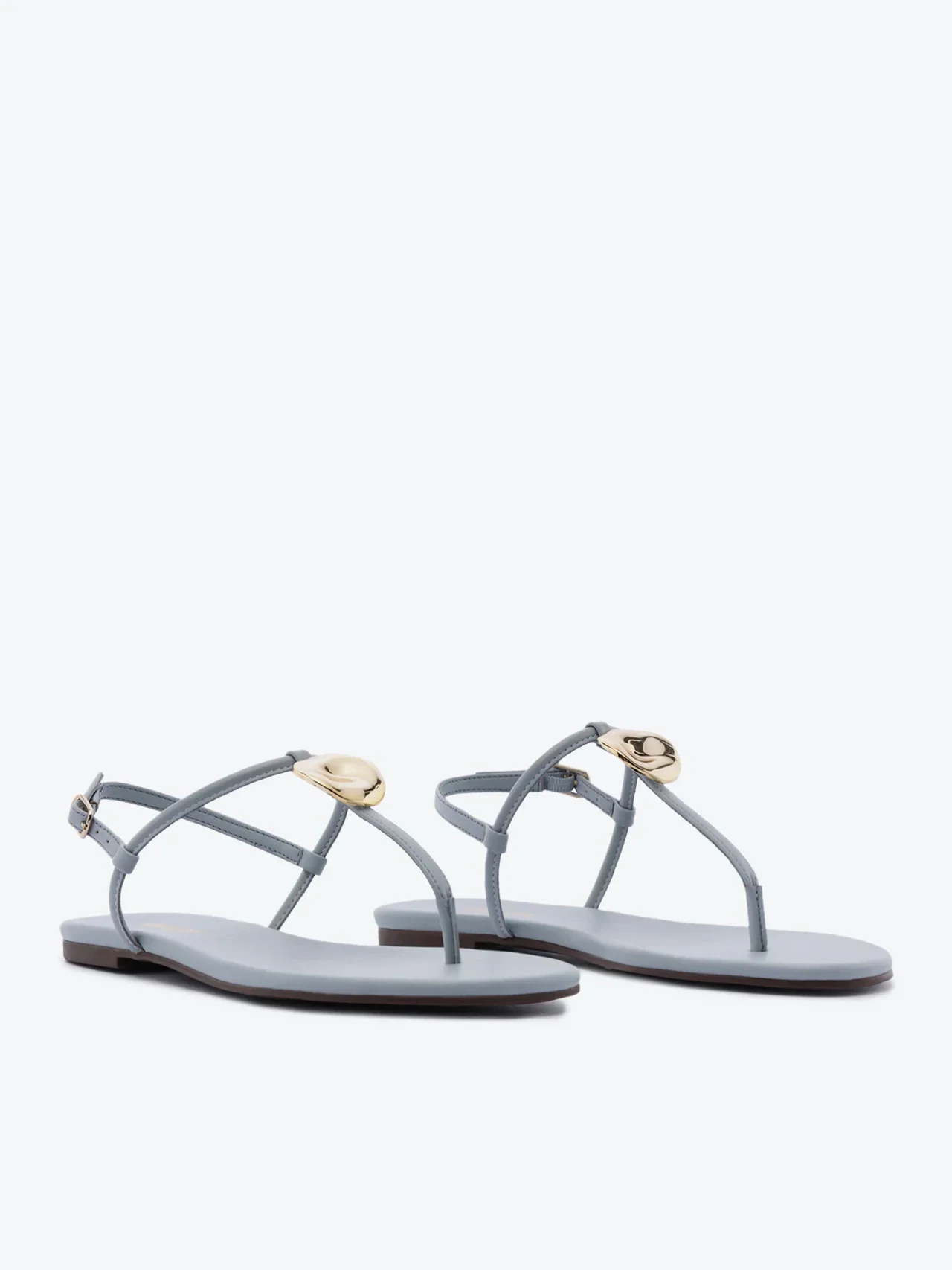 Sandália Rasteira Slim Adorno Azul
