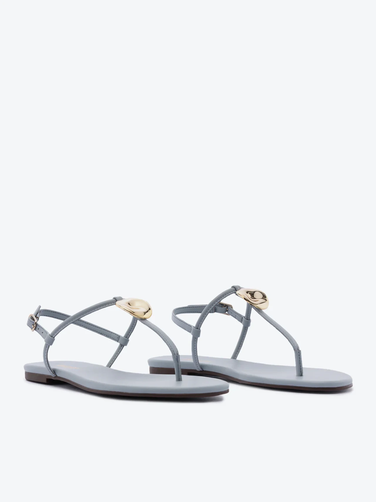 Sandália Rasteira Slim Adorno Azul