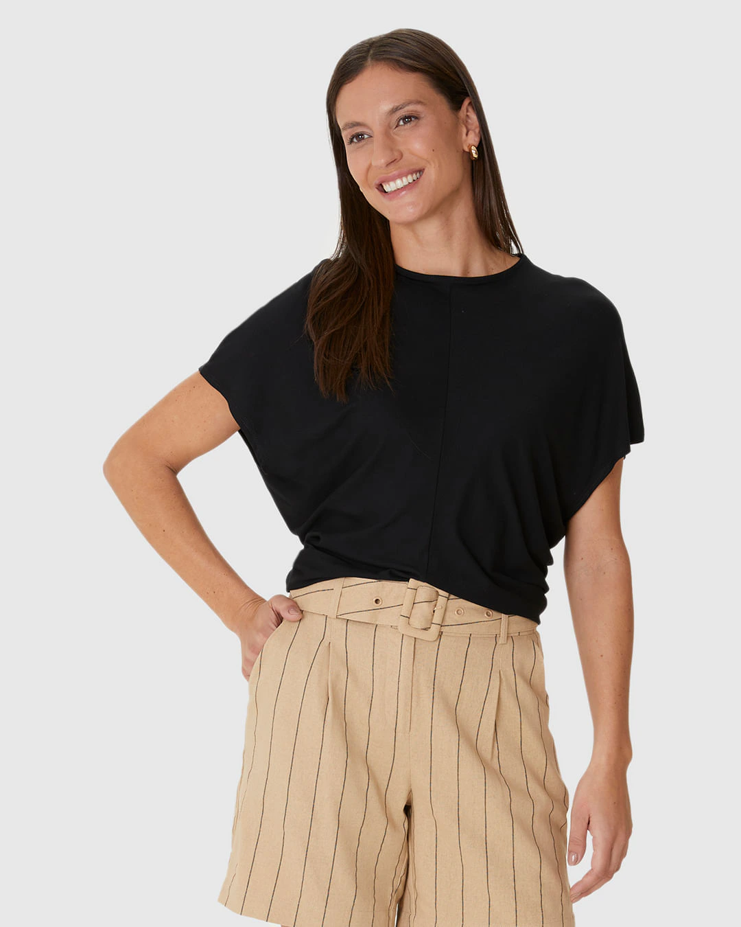 Blusa Ampla Feminina Decote Redondo Em Viscose Stretch