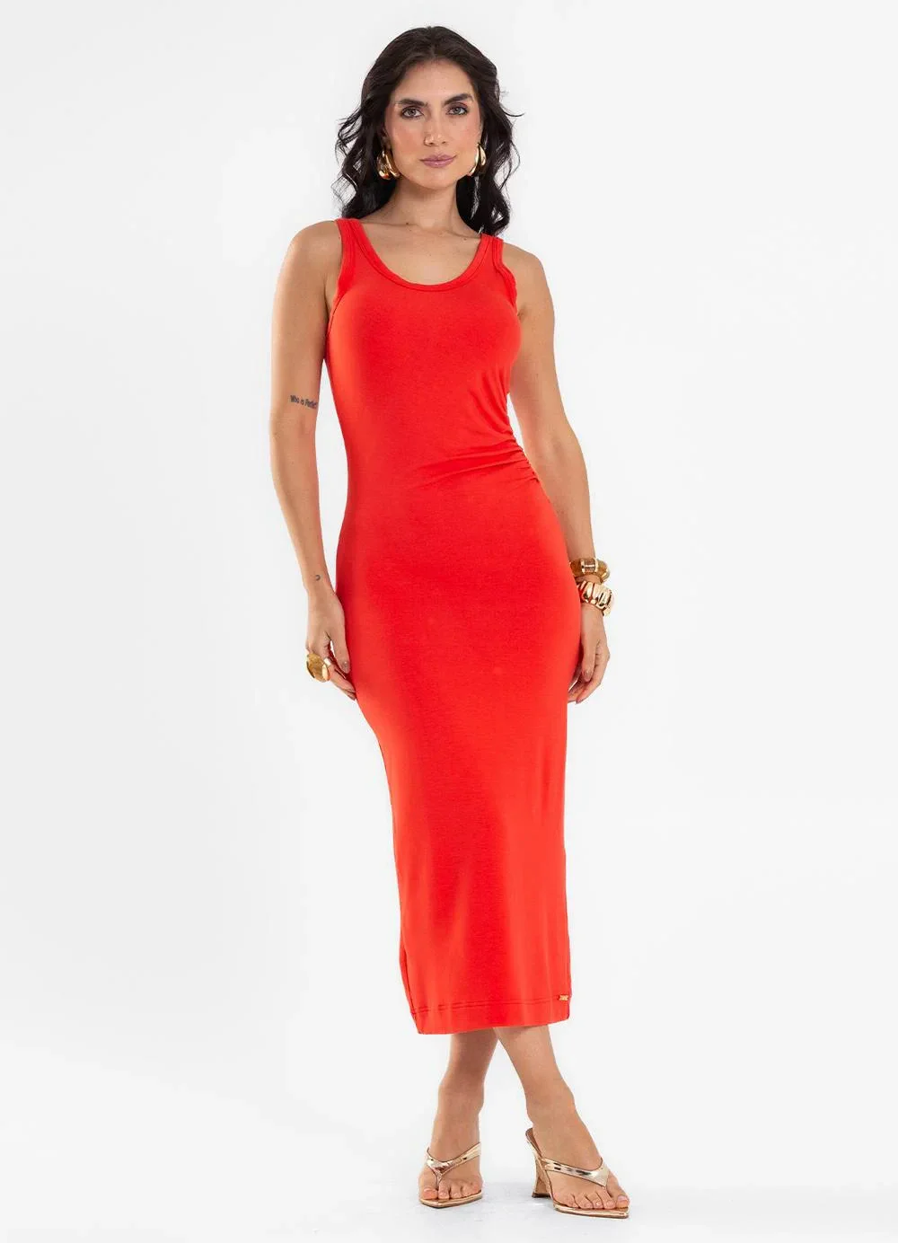 Rovitex - Vestido Super Midi Feminino Molecotton Vermelho