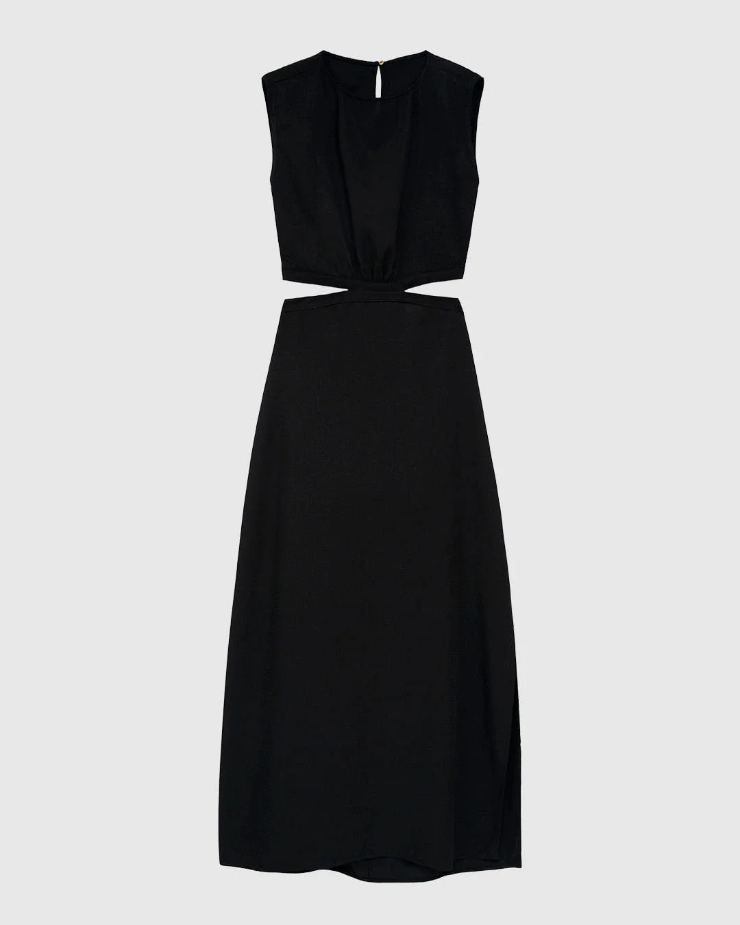 Vestido Midi Feminino Reto Detalhe Vazado E Fenda Em Viscose - ENFIM