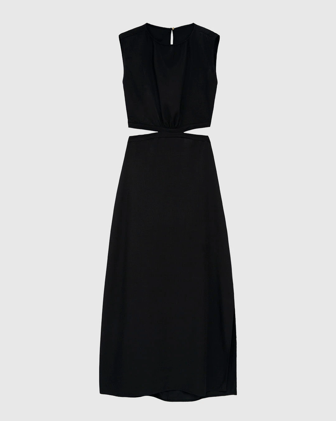 Vestido Midi Feminino Reto Detalhe Vazado E Fenda Em Viscose - ENFIM